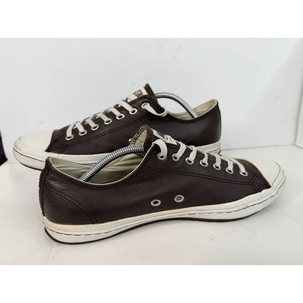 Converse All Star Brown Leather Low Top Sneakers Men's 11.5 Chuck Taylor Casual - Picture 2 of 11
